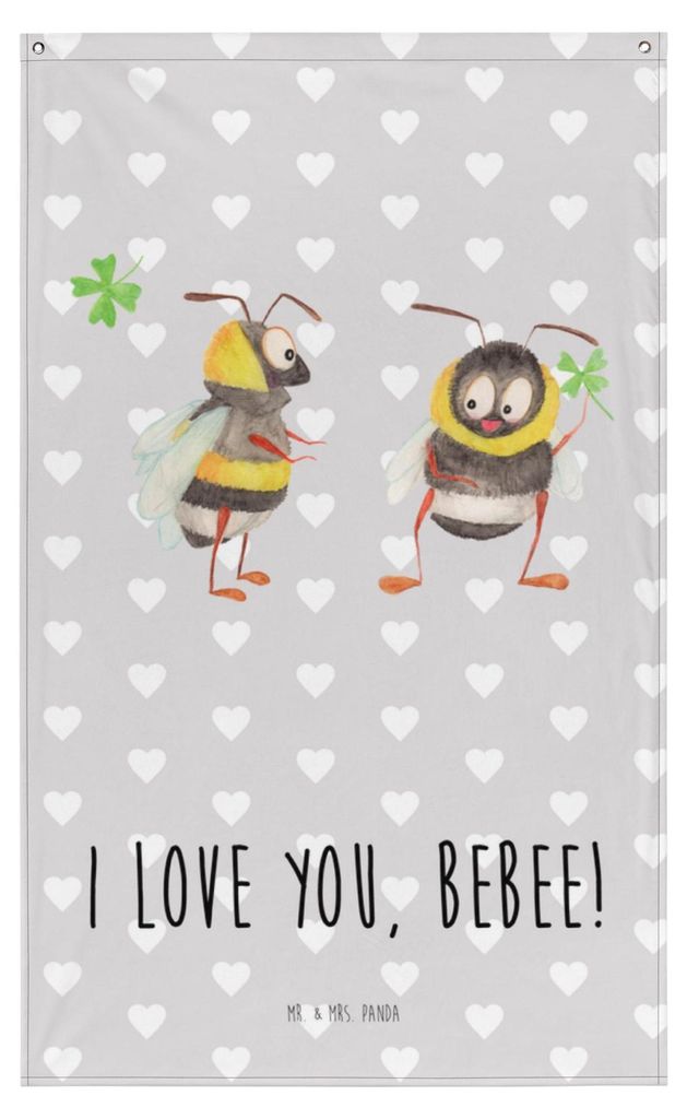 Mr. & Mrs. Panda Wandbild Bienen Paar - Grau Pastell - Produktbild 