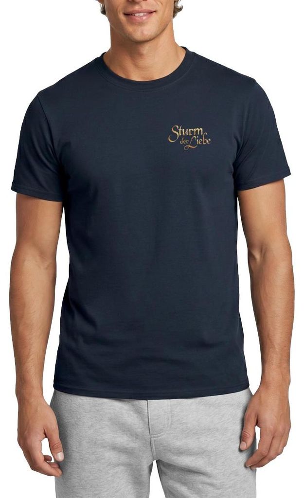 Spreadshirt Sturm Der Liebe Logo Gold Textur Männer T-Shirt, 4XL, Navy