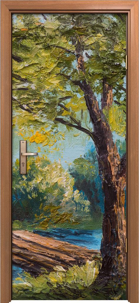 Türposter 80x200 cm Türaufkleber Türtapete Türfolie Klebefolie Baum See Sommer Wald Brücke
