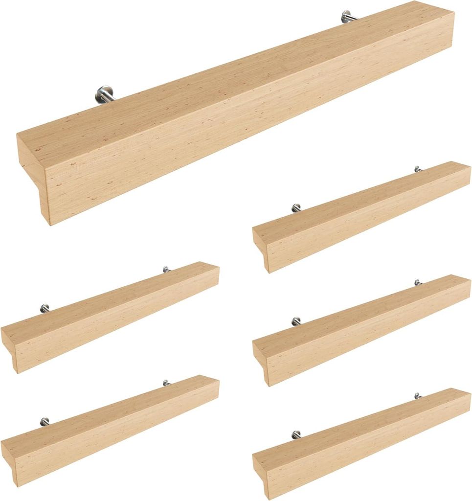 Holzmöbelgriffe - Buchenholz - 6 Stück - 128mm Bohrabstand