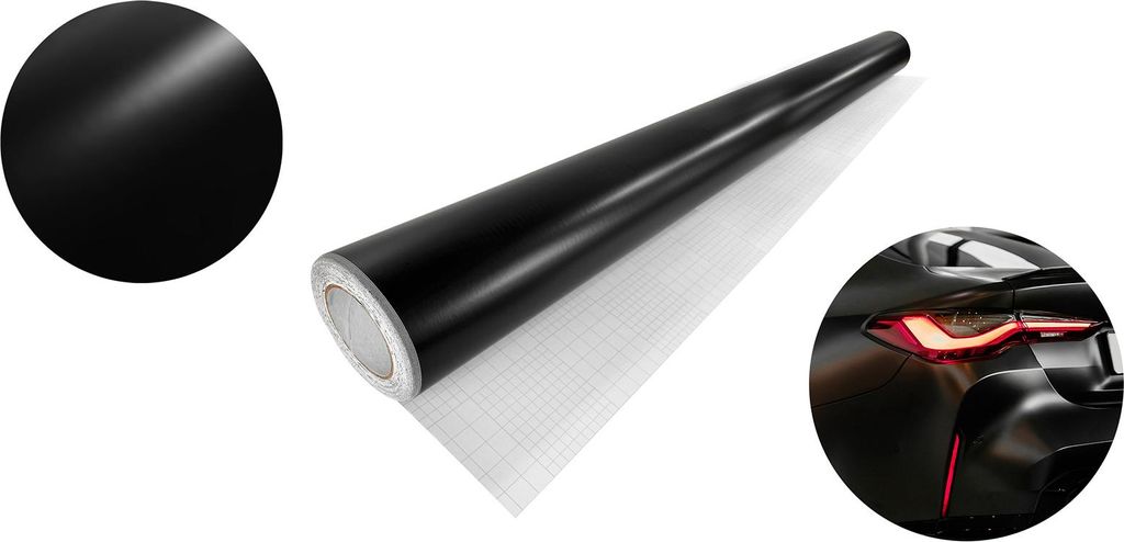 Autofolie Matt 150x200 cm - Schwarz Matt - Klebefolie Auto mit Luftkanal-Kleber und UV-Schutz - Selbstklebend Folie für Innen und Außen - Auto Fo...