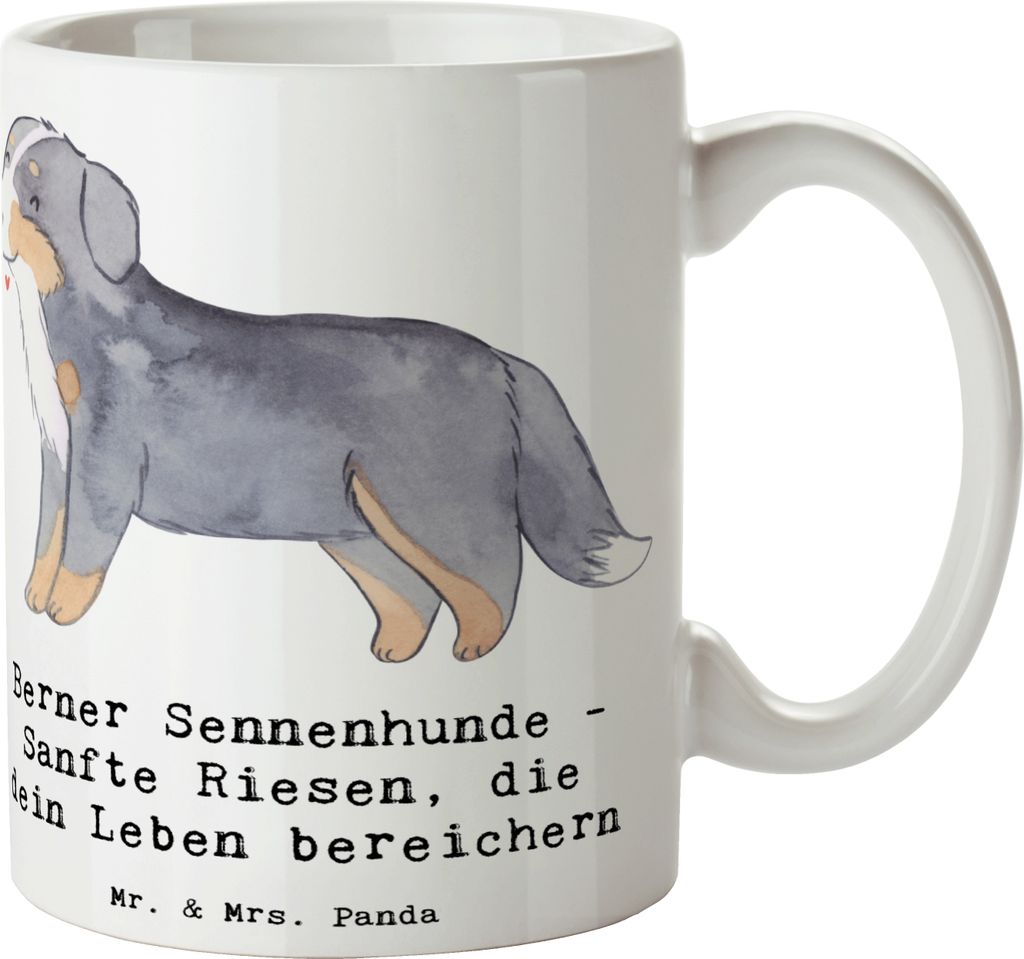 Mr. & Mrs. Panda Tasse Berner Sennenhund Freude - Weiß - Geschenk, liebevolle Hunde, Kaffeetasse, Pott, dein Leben bereichern, Kaffeebecher, sanft...