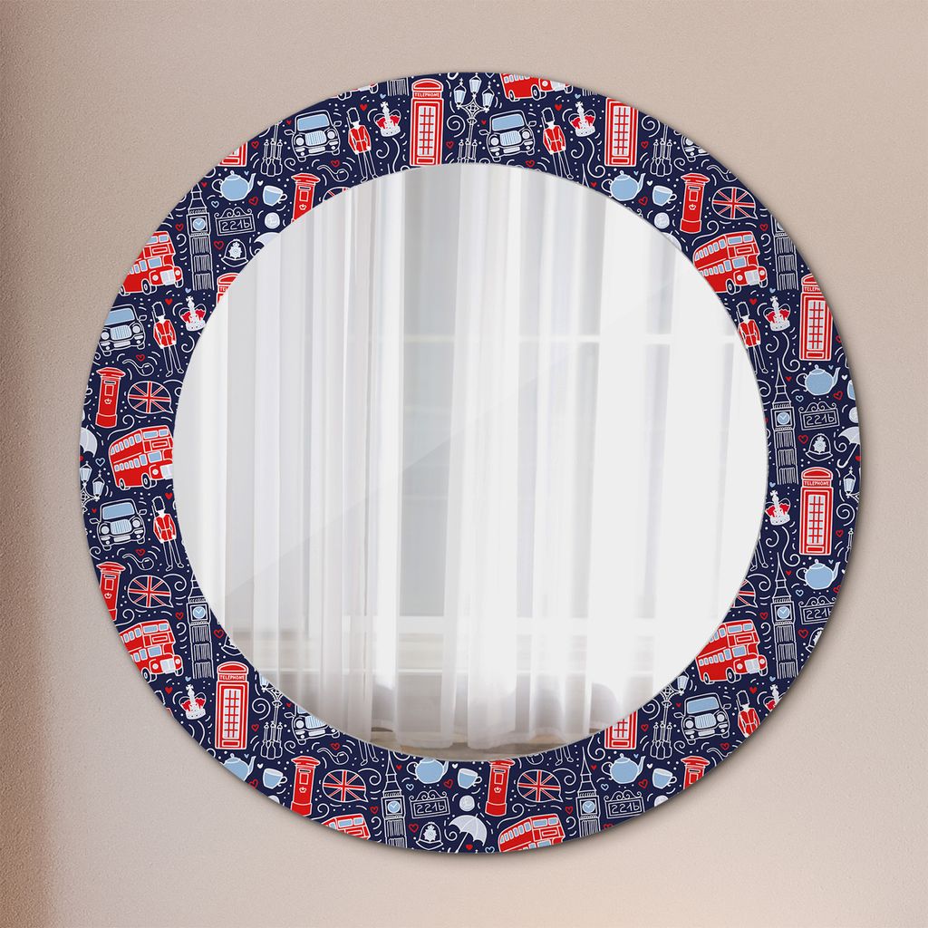 Wohnzimmer Spiegel - Mirror zum Wandspiegel Schlafzimmer – Schminkspiegel - Symbol Von London - Runder: Ø60 cm