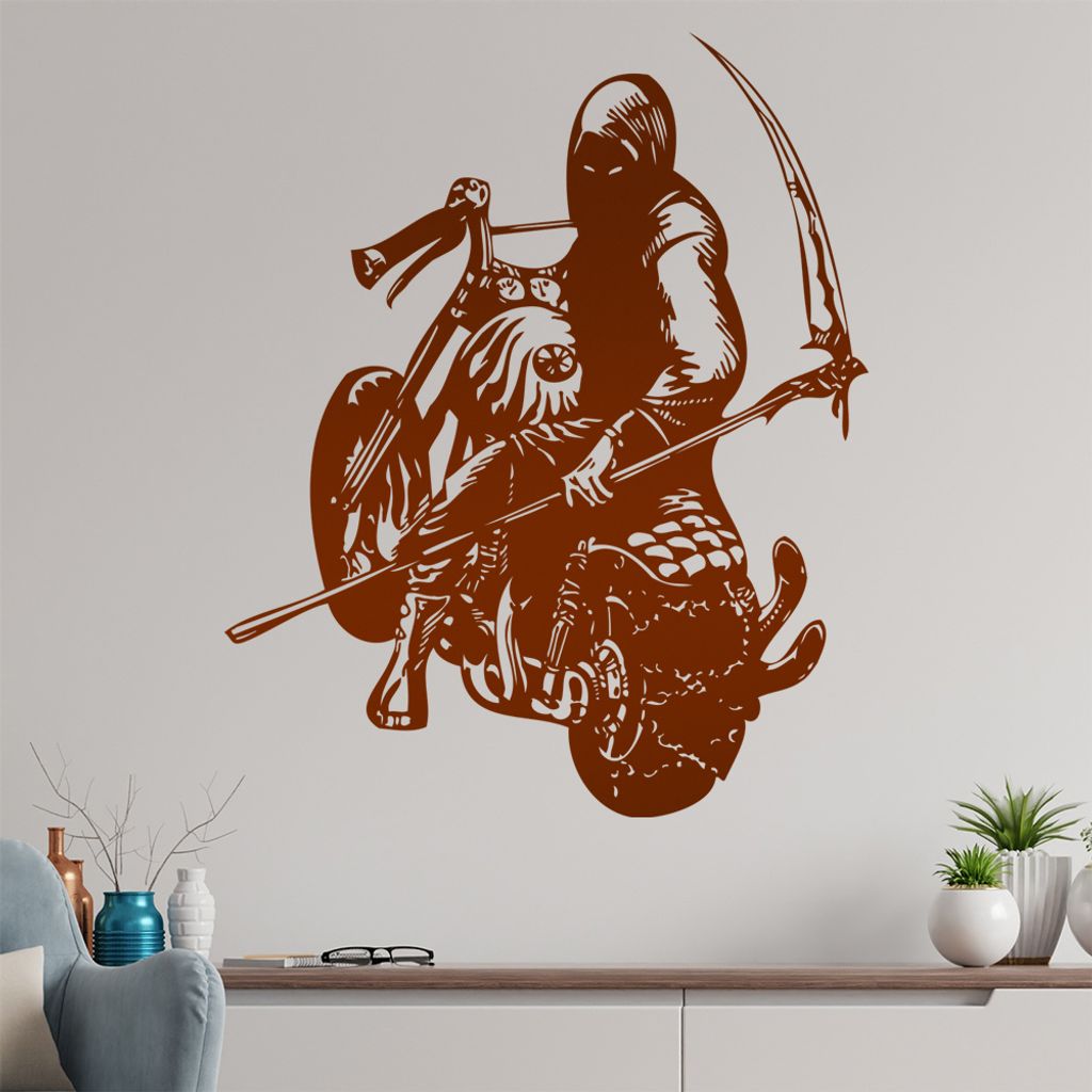 Biker - der Tod Wandtattoo in 6 Größen - Wandaufkleber Wall Sticker - Dekoration, Küche, Wohnzimmer, Schlafzimmer, Badezimmer