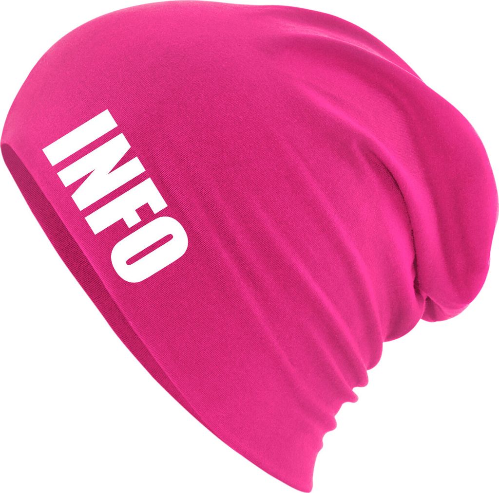 Huuraa Beanie Info Symbol Fuchsia One Size Baumwolle und Elasthan Mütze Geschenkidee