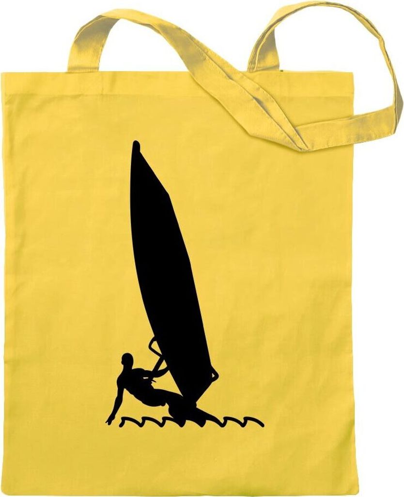 Kiwistar - Baumwolltasche - gelb - Windsurfen Segel Sportler - Tragetasche Stoffbeutel Umhängetasche Langer Henkel