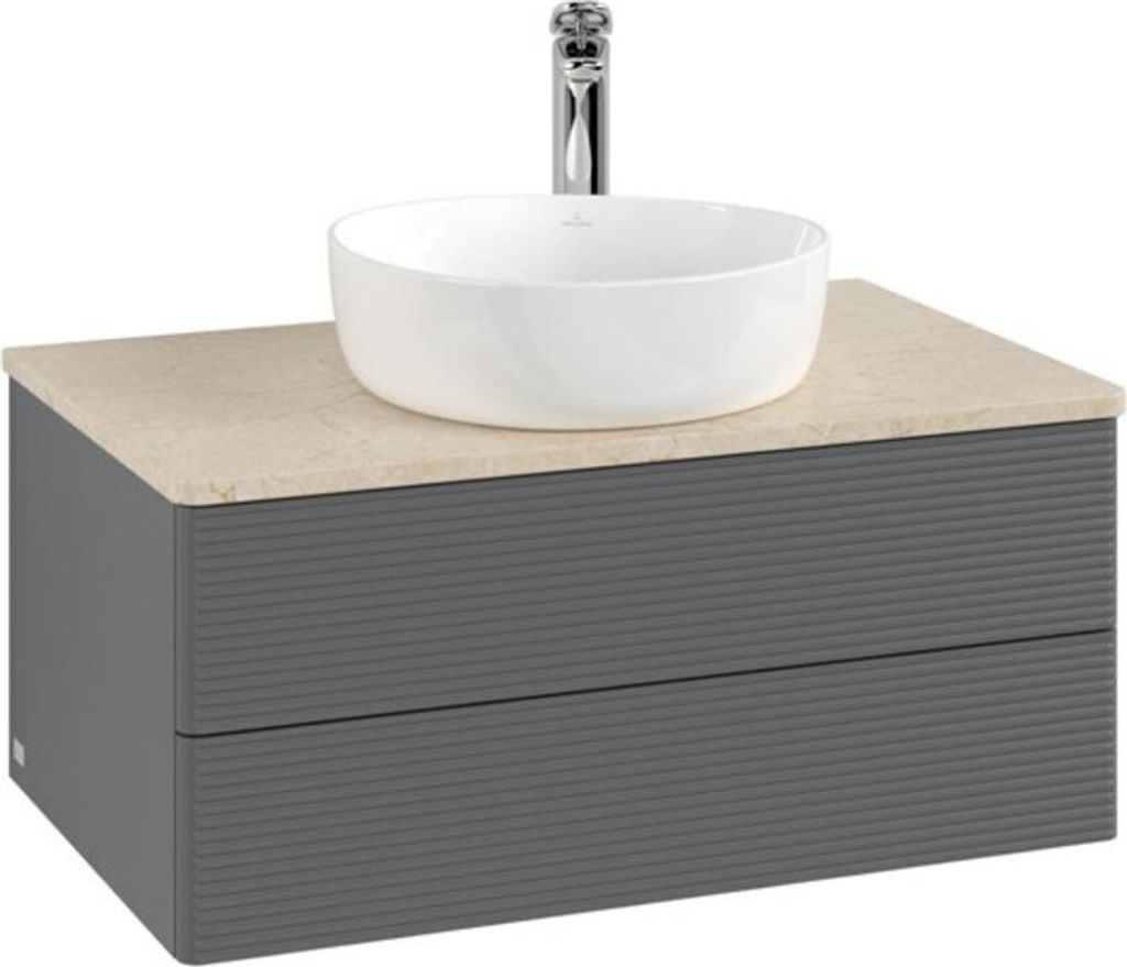 V&B Waschtischunterschrank mit Frontstruktur -Beleuchtung Antao 80x36x50cm, HL, WBP botti., A m Lac