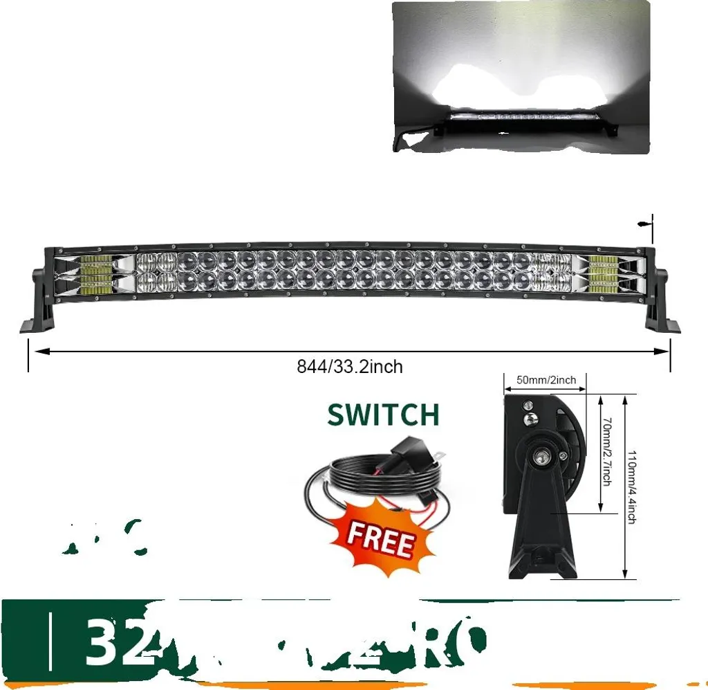 Barre lumineuse 32 pouces double rangée incurvée pour conduite de nuit