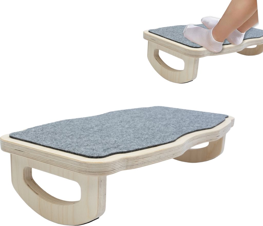 Schreibtisch Zubehör: Fußstütze und Fußhocker aus Holz, Fußwippe Büro - Rutschfeste Fußablage mit Wippfunktion. Foot Rest under desk fur hom...