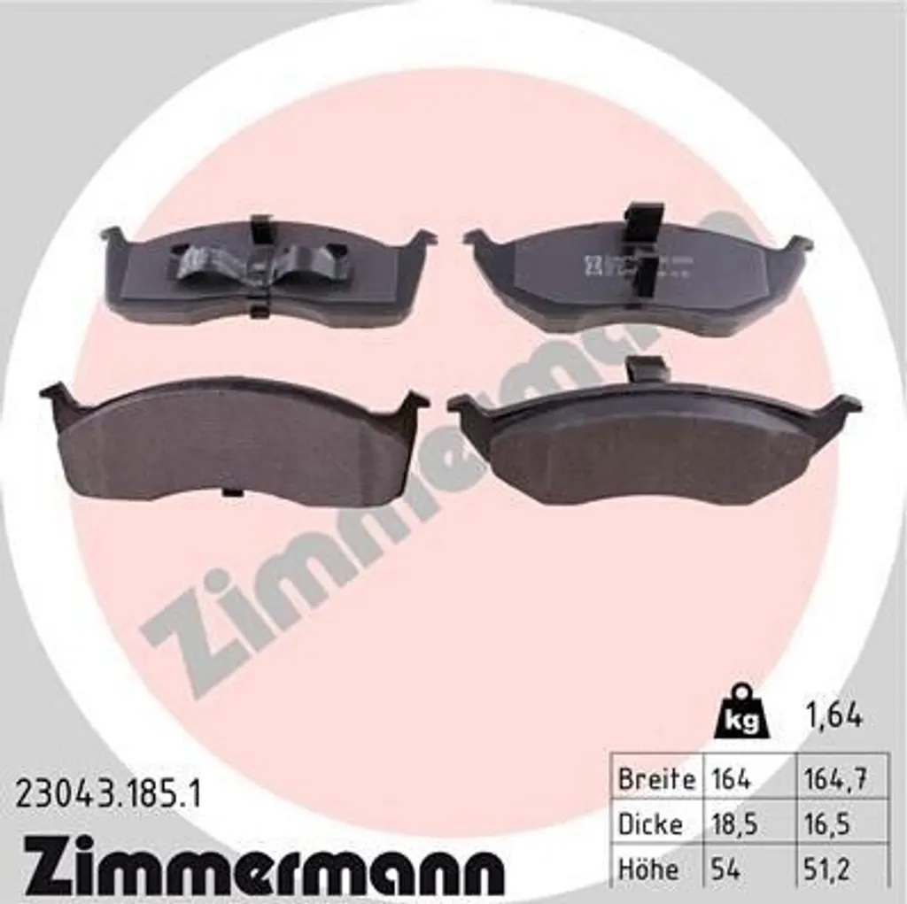 Plaquettes de frein de rechange Zimmermann pour Neon et Chrysler Voyager