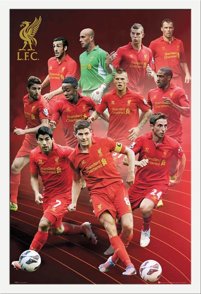 Poster Liverpool Encadré Anti-Casse Vitre Acrylique Shinsuke MDF Blanc 12/13