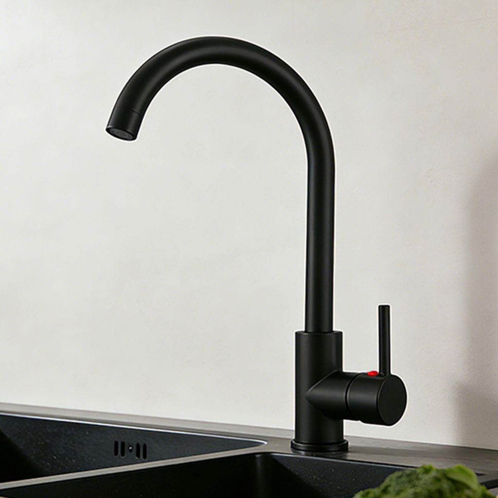 AICA Messingkern Küchenhahn - 38cm Hochbogen Einhandmischer Produktbild 