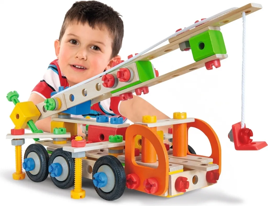 Jeu de construction bois 4 en 1 Eichhorn Constructor - 170 accessoires - 2