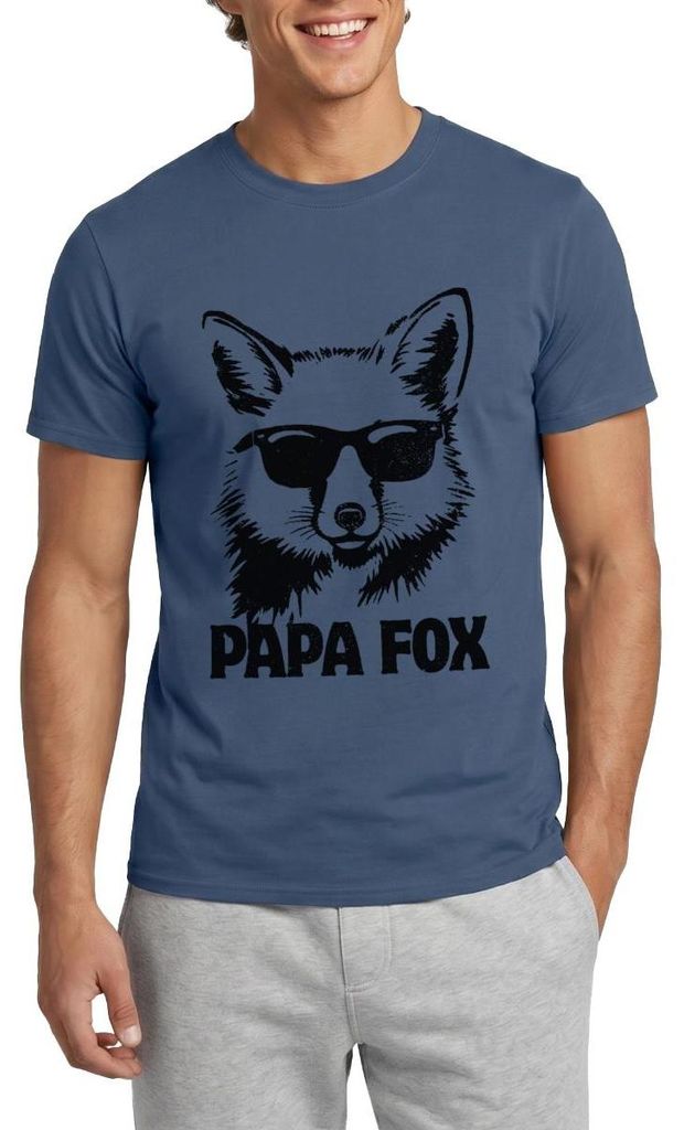 Spreadshirt Papa Fox Mit Sonnenbrille Für Coole Väter Männer T-Shirt, 3XL, Dunkles Denimblau