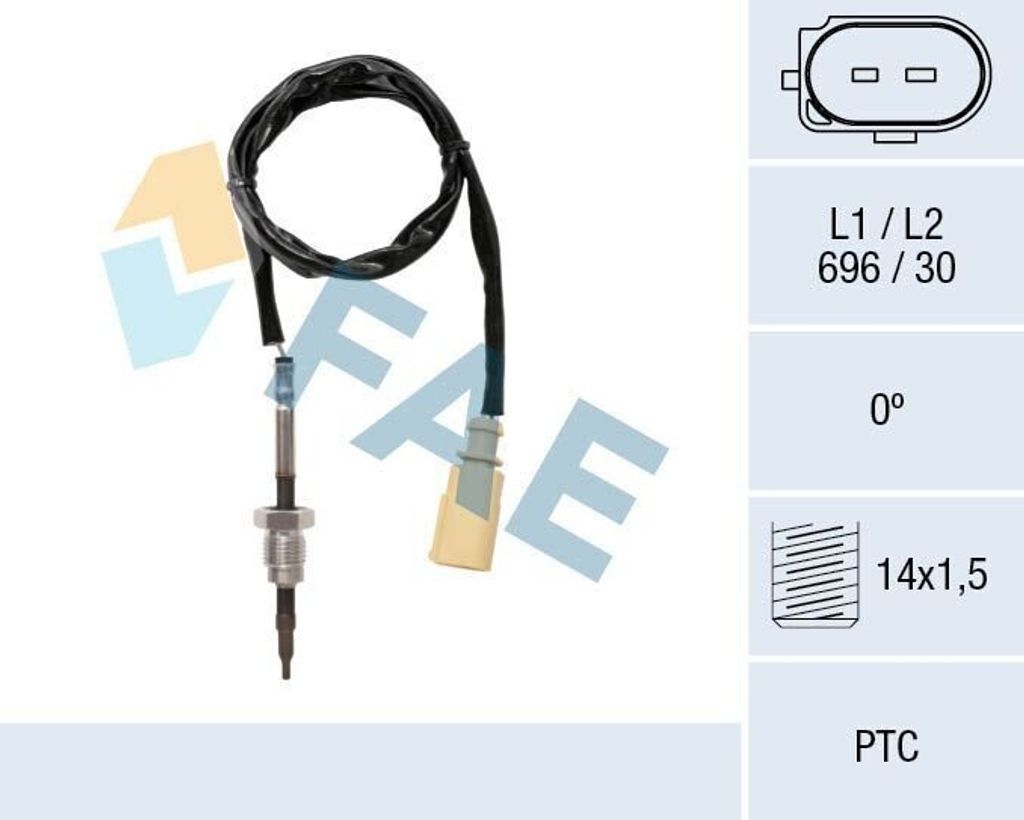 FAE 68059 Abgastemperatursensor für VW Golf VII Schrägheck (5G1, BQ1, BE1, BE2) M14x1,5 696mm