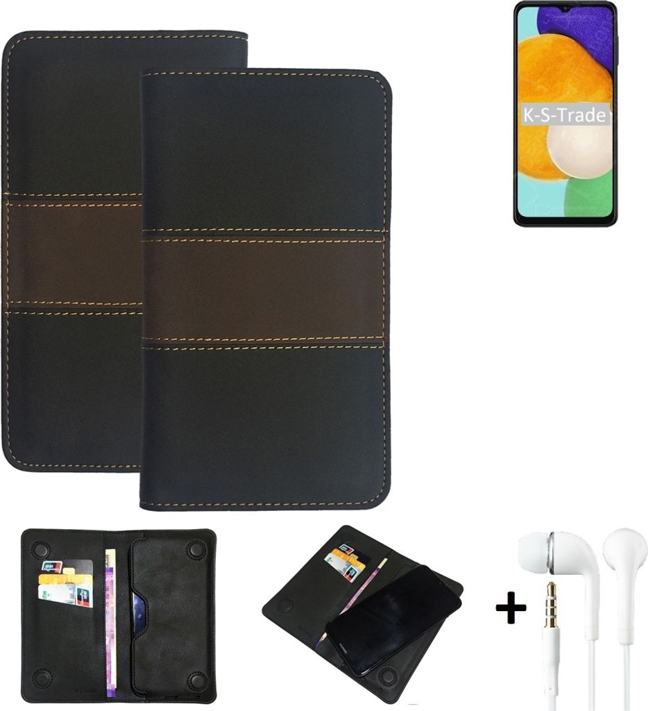 K-S-Trade Handyhülle + Kopfhörer kompatibel mit Samsung Galaxy A13 5G Schutzhülle Walletcase Bookstyle Tasche Schutz Case Hülle Wallet Cover