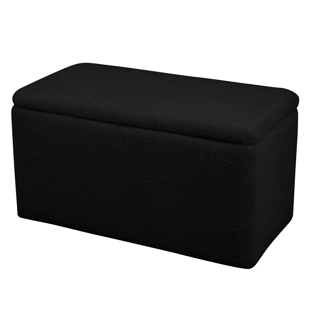 SVITA LEAF Sitzbank Ottomane Hocker mit Stauraum Aufbewahrungsbox mit Deckel groß Schuhbank Organizer Wohnzimmer Flurgarderobe Spielzeugkiste Schwarz