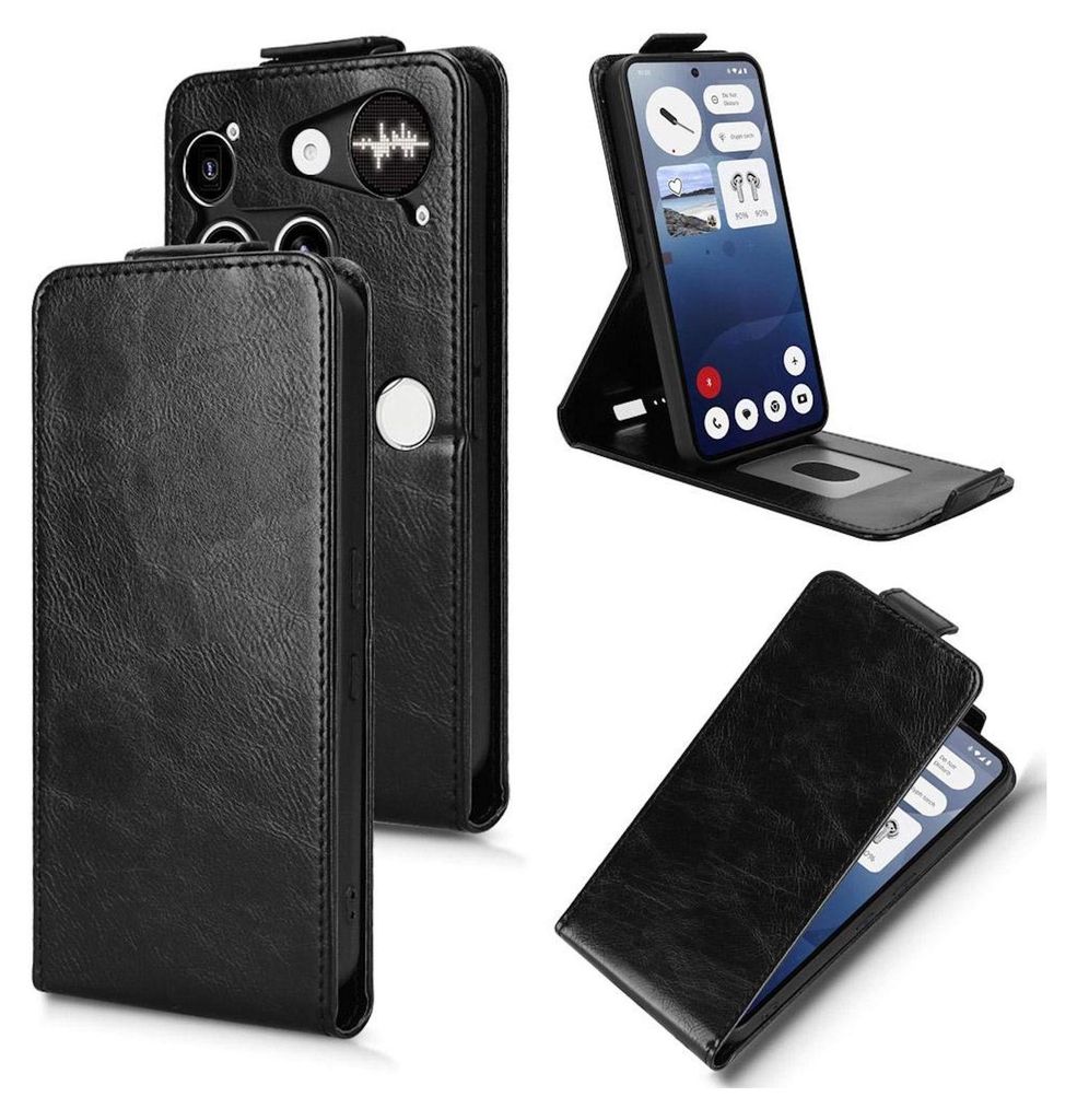 Flip Hülle für Nothing Phone 3 Magnetische Wallet Kunstleder Schutzhülle Schwarz