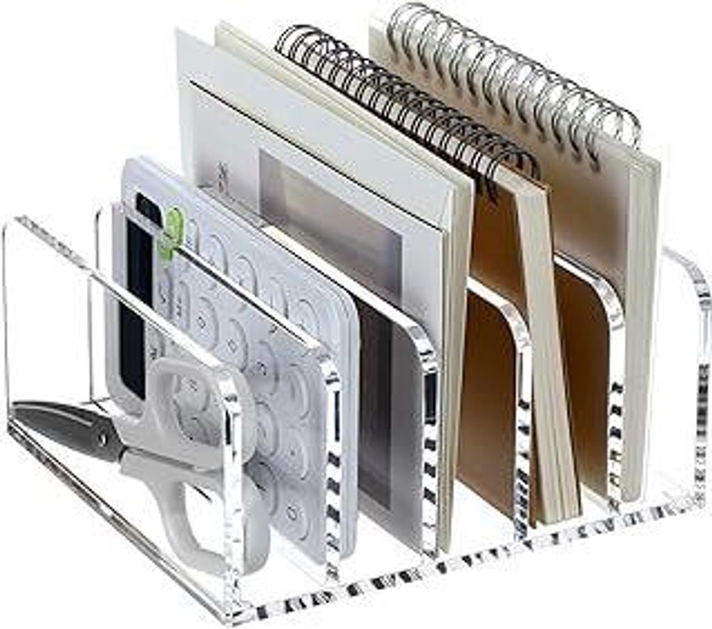 UOSIWYA Briefablage Acryl Organizer, Schreibtisch Briefhalter 5 Fächer Transparent Briefständer Ablagefächer für Brief Bücher Dokumentenhalter...