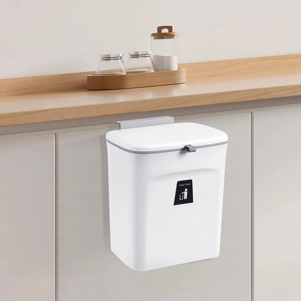 Poubelle Monobloc Anti-Fuite 9L en ABS Blanc - Fini les Mauvaises Odeurs