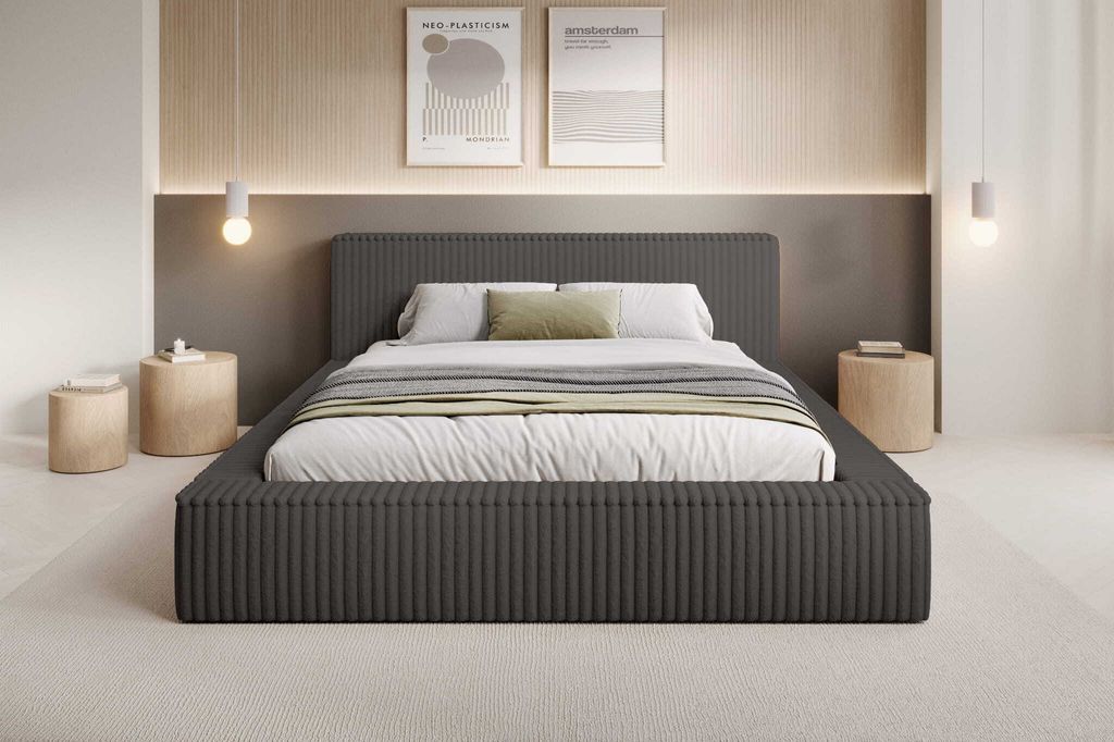 YOURHOUSE24 Polsterbett Melody Doppelbett Bettgestell Lattenrost (Farbe: Vito 18, Größe: 180x200 cm)