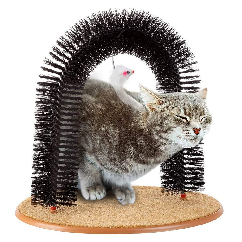 The Cat Arch Massage- Und Fellpflegebogen, Enthaarungsbogen Für Katzen, Enthaarungsbogen Katze, Kratzpfostenmit Spielzeug Mäuschen Mit Katzenminze