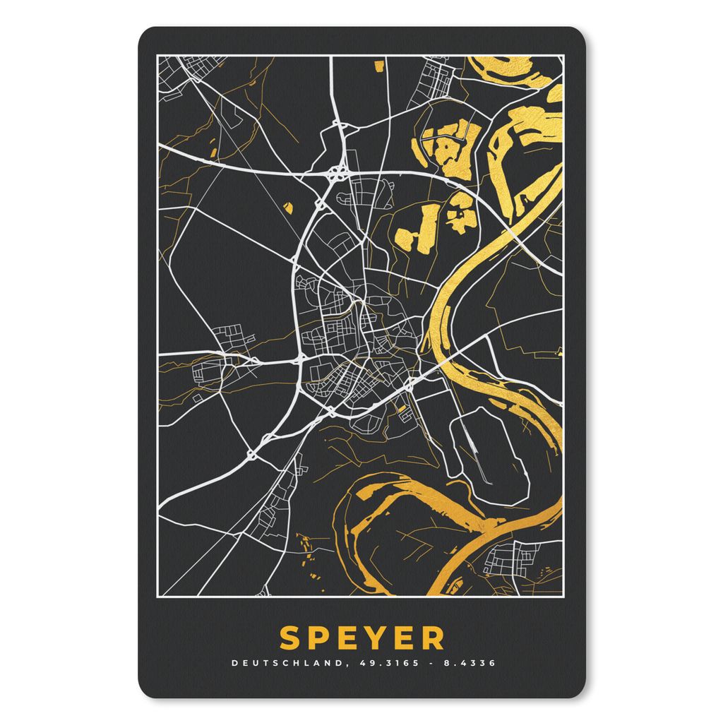 MuchoWow Mauspad Mousepad Karte - Speyer - Gold - Stadtplan - Deutschland 40x60 cm - Mousepads - Maus Mat - Pad - Mausunterlage - Schreibtisch Ac...