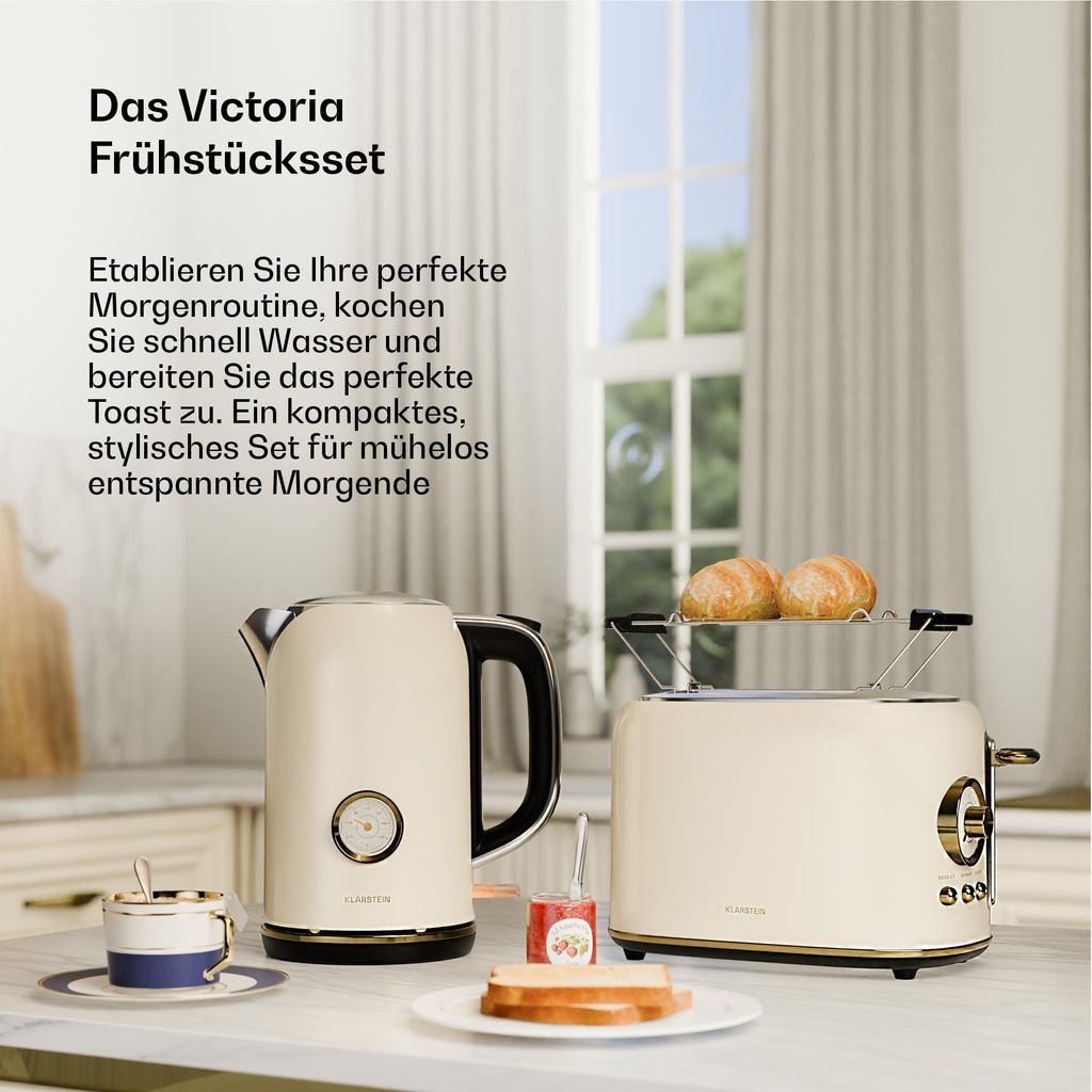 Klarstein Victoria Toaster Wasserkocher Set, Retro Design