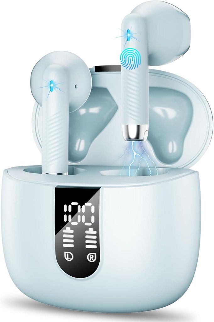 Bluetooth 5.3 In-Ear Kopfhörer mit 4 Mikrofonen, 48H Spielzeit, ENC Noise Cancelling, IP7 Wasserschutz, LED Display, USB-C