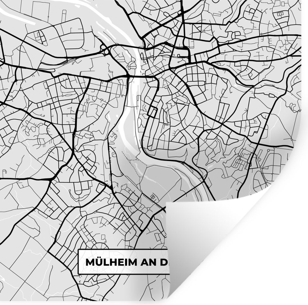MuchoWow Wandtattoo Wandsticker Wandaufkleber Mülheim An Der Ruhr - Karte - Deutschland - Karte 30x30 cm Selbstklebend und Repositionierbar - Re...