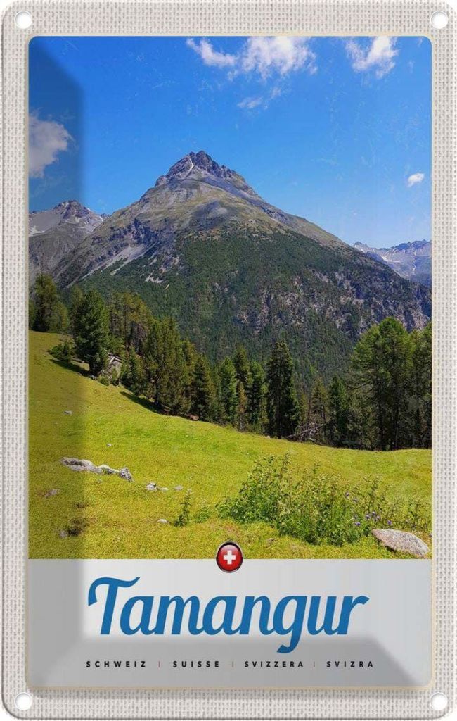 vianmo Blechschild 18x12 cm Tamangur Schweiz Wald Bildmotiv Reisemotiv Abenteuer Reisen Urlaub