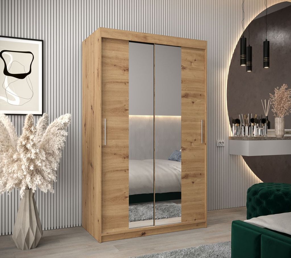 Schwebetürenschrank mit einer Breite von 120 cm TIMEA 1 – Eiche Artisan
