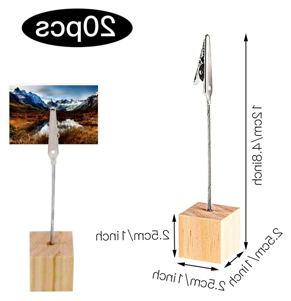20 Stück Holz Fotohalter mit Klammern Fotoständer Postkartenhalter Ständer Krokodilklemme Memo Clip Halter Notizhalter mit Kiefernsockel für B...