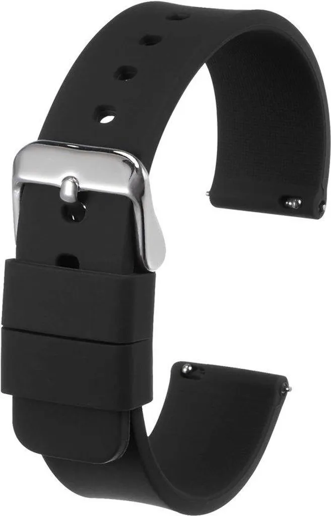 Bracelet 20mm anti-irritation en silicone noir et boucle robuste