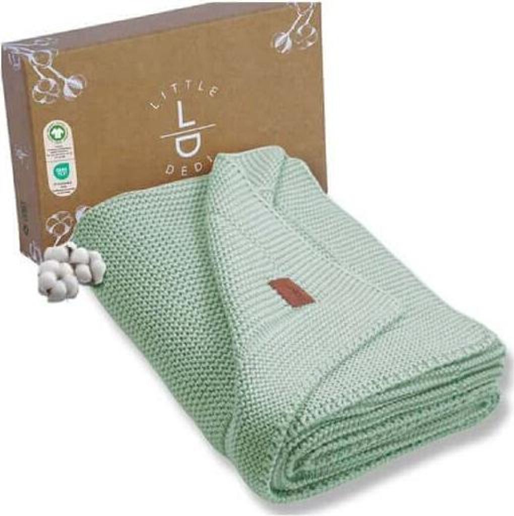 Baby Strickdecke, Babydecke, %100 Baumwolle, 80x100cm, Hellgrün