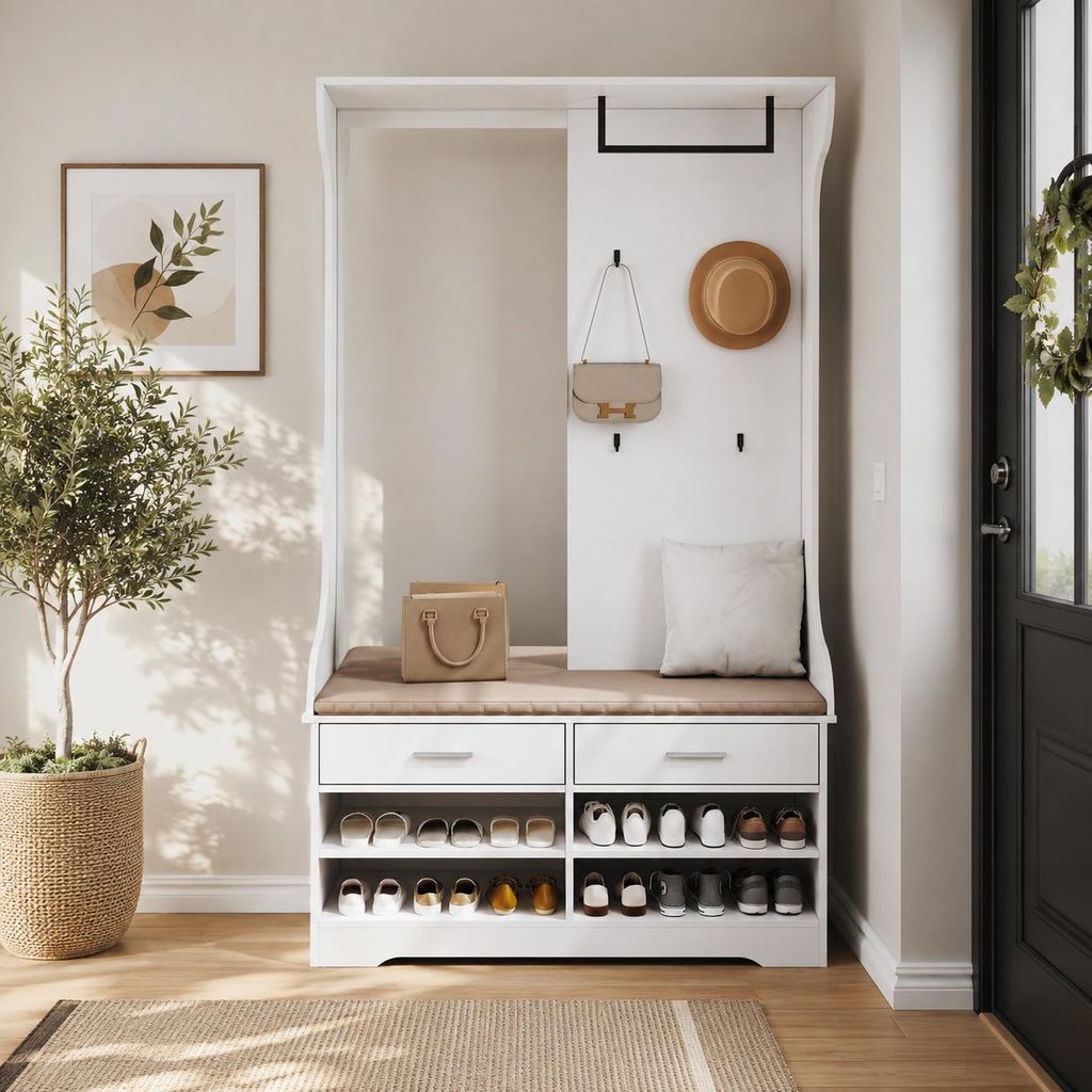 INONEFT Flurgarderobe met spiegel, garderobekast voor de Productafbeelding  AI-gegenereerde afbeelding