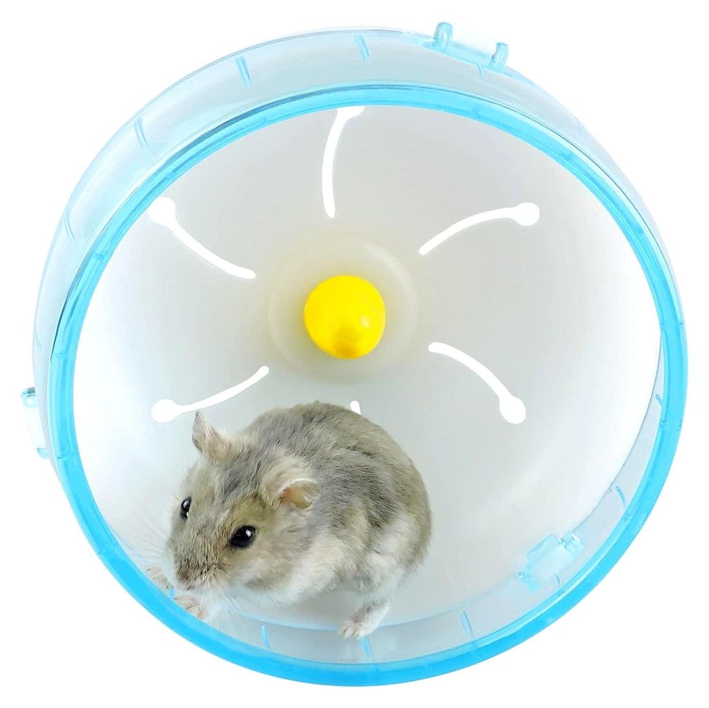 Hamsterlaufrad, lärmfrei, Sportspielzeug für Hamsterkäfig Zubehör für Zwerghamster (Blau, 14 cm)