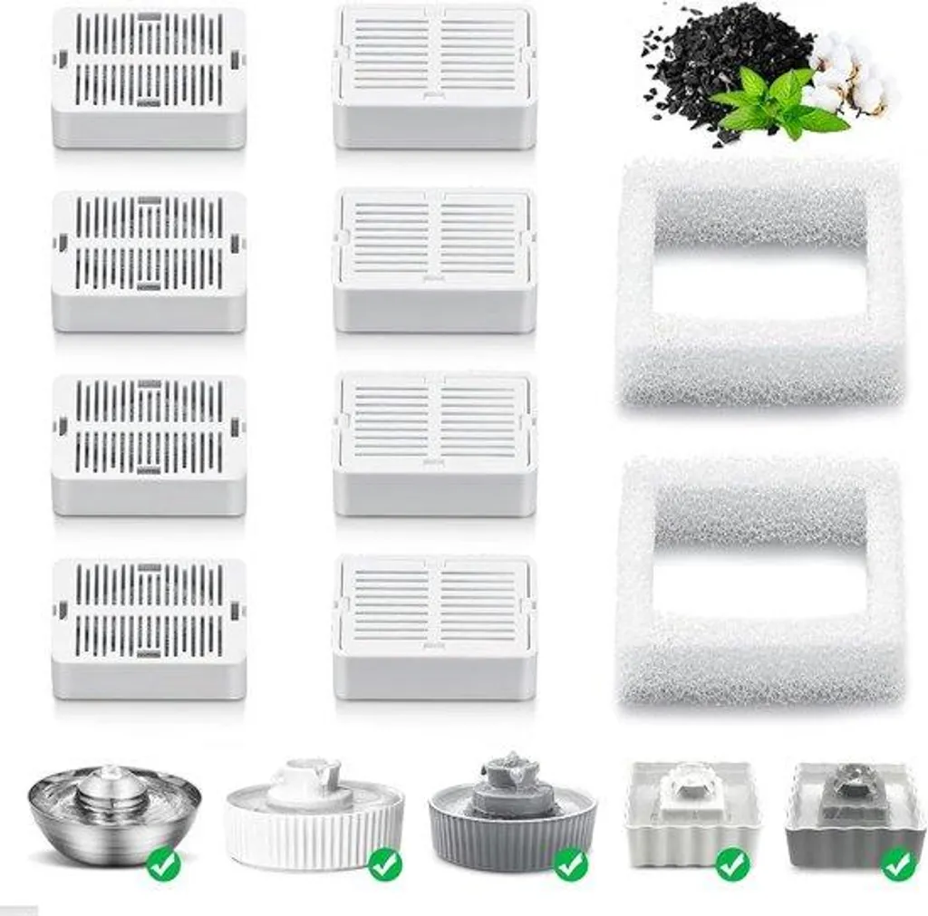 Lot de 10 filtres de rechange pour fontaine à eau chat et chien - Mix