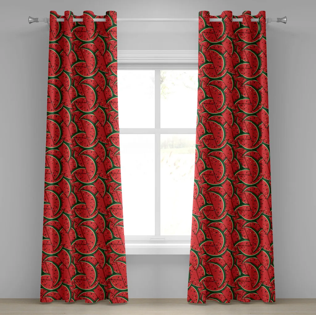 Rideaux Décoratifs 2 Panneaux Pastèque 280x175 cm - Design Tropical