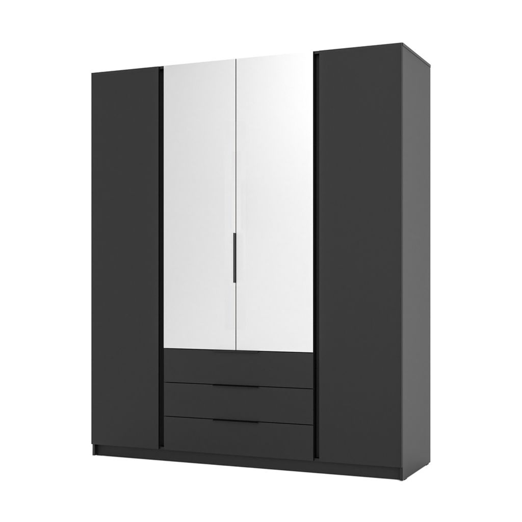 Kleiderschrank mit Spiegeln 200 VERU - schwarz / schwarz