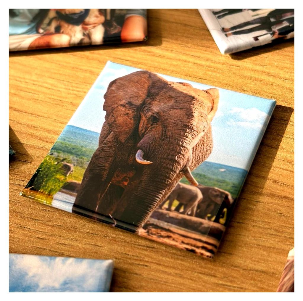 Individuelle Fotomagnete im 6er Set - 5x5 cm - Robuster Buttonmagnet - Kühlschrankmagnet - Quadratisch - Sechs Magnete mit deinem Bild
