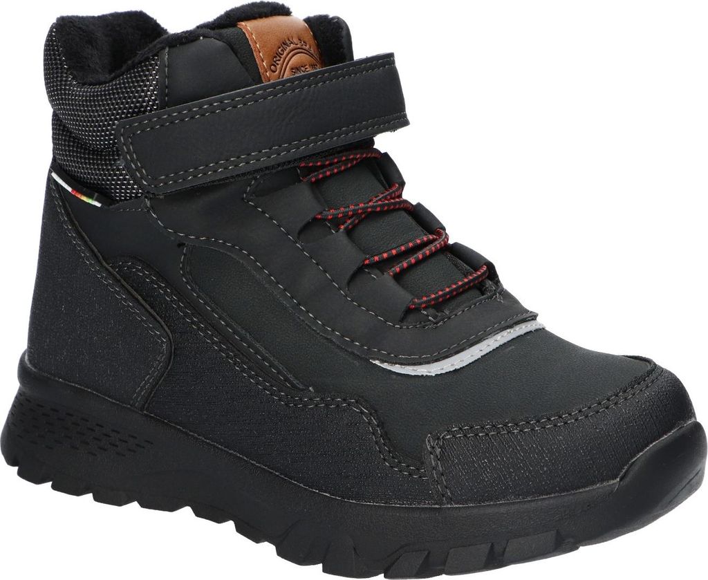 American Club Xd162 Kinder Winterschuhe mit Fleecefutter Klett & Reißverschluss, Winterstiefel, Winterstiefeletten, Schwarz 31
