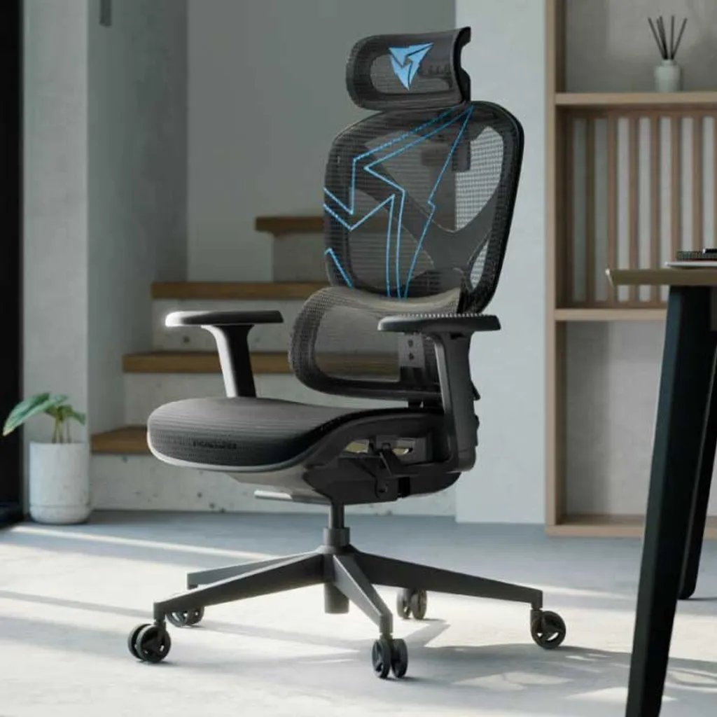Chaise de Bureau Gaming ThunderX3 YTC-Mesh Noir Bleu Idéale Stream et Jeu