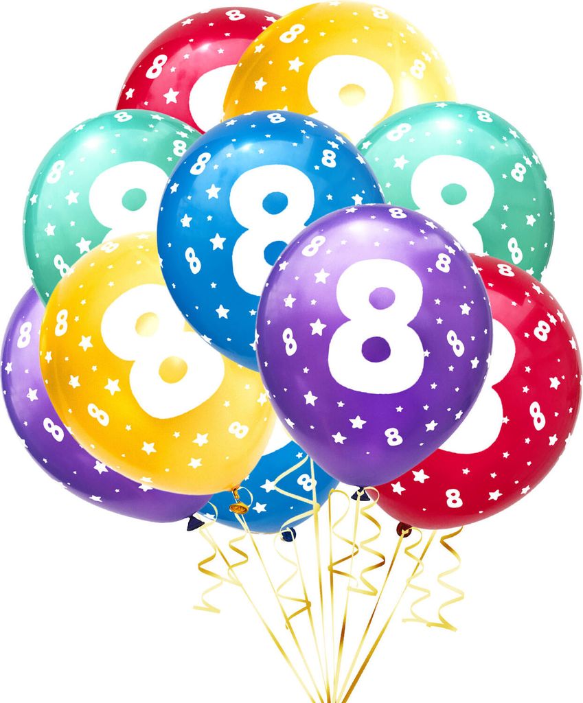 Oblique Unique Luftballon Set Zahl 8 für 8. Geburtstag Produktbild 