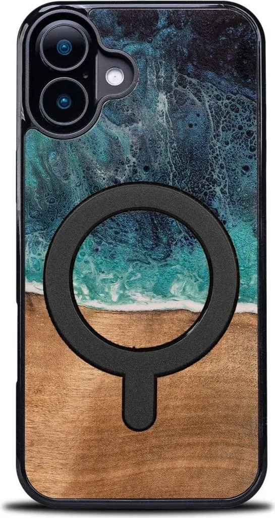 Cover MagSafe iPhone 16 Plus Bewood Unique Legno e Resina Blu - 10