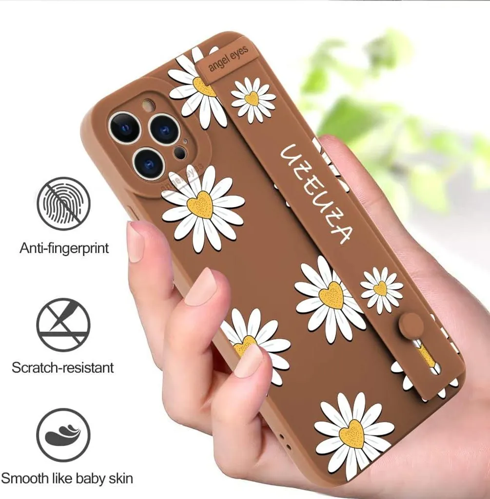 Housse iPhone 12 Pro Max silicone marron fleurie - Coque souple 6,7" - 5