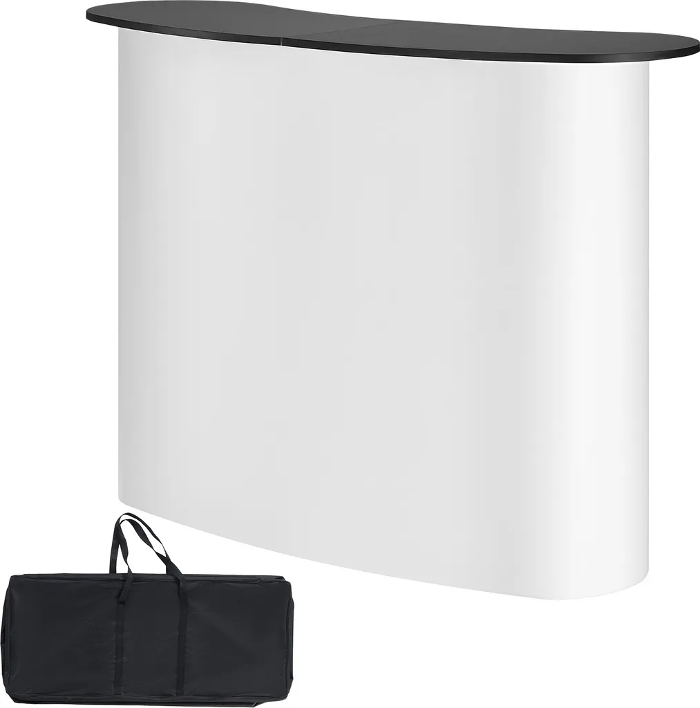 SucceBuy Tavolo portatile da podio per fiere, 51,18" x 18,31" x 37,4", banco espositivo pieghevole con portaoggetti, tavolo promozionale durevole per eventi di vendita al dettaglio, borsa per il trasporto inclusa