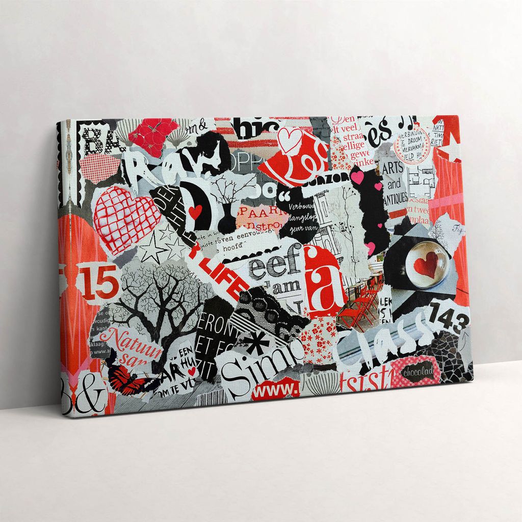 Moodboard mit Herzen – Leinwandbild Wandbild – 60x40 cm – Leinwandbilder – Wandbilder – Schlafzimmer – Flur