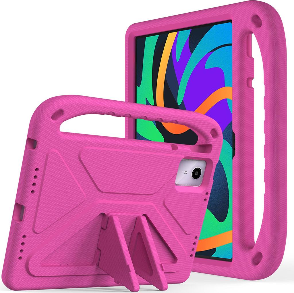 Hülle für Lenovo Idea Tab 11 2025, Leichte Stoßfeste Eva Kinder Schutzhülle mit Griff und Faltbarem Ständer Rosa