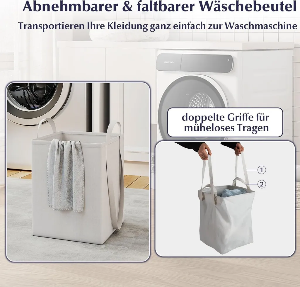 Armoire à Linge de Salle de Bain Blanche avec Coffre à Linge Intégré